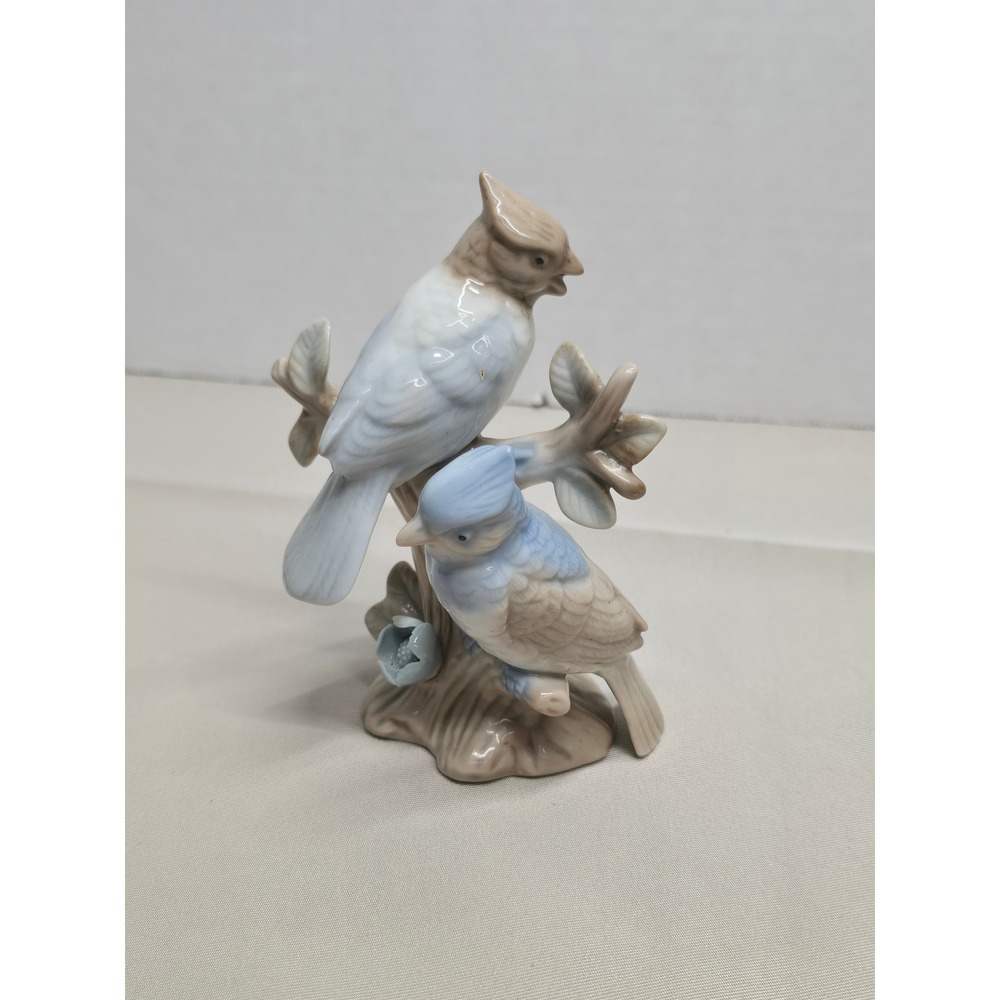 Blue Jays on Branch Figurine in Galzed Ceramic